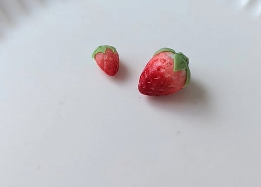 完成したミニチュアの一粒苺